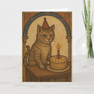 Mediaeval Birthday Cat Card