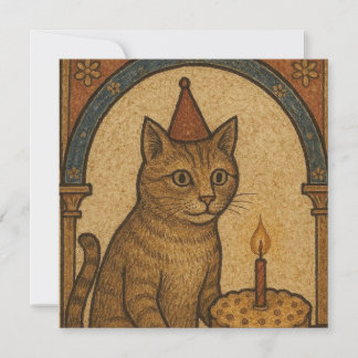 Mediaeval Birthday Cat Card