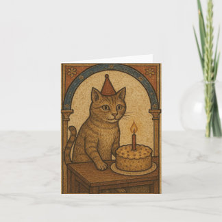 Mediaeval Birthday Cat Holiday Card