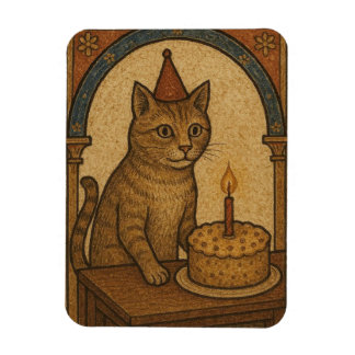 Mediaeval Birthday Cat Magnet