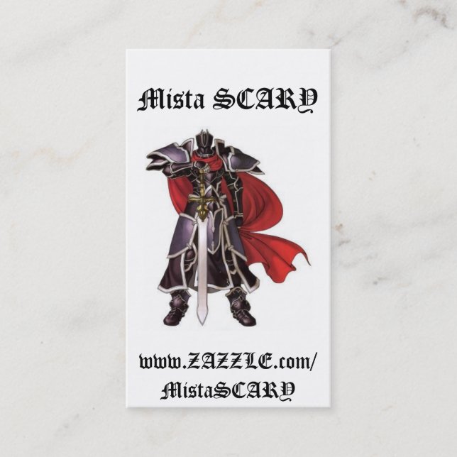 Mediaeval Black Knight Sword Profile Business Card (Front)