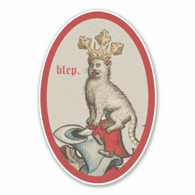 Mediaeval "Blep" Cat Custom-Cut Vinyl Sticker (Front)