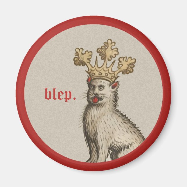 Mediaeval "Blep" Cat Magnet (Front)