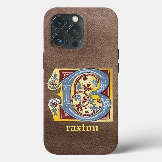 Mediaeval Blue and Red Ivy Illuminated Letter B Case-Mate iPhone Case (Back)