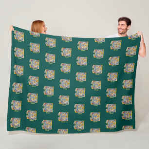 Mediaeval Blue and Red Ivy Illuminated Letter E Fleece Blanket