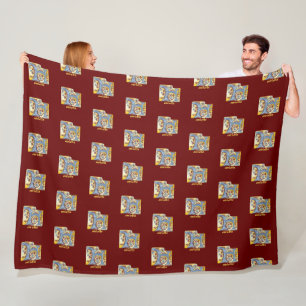 Mediaeval Blue and Red Ivy Illuminated Letter H Fleece Blanket