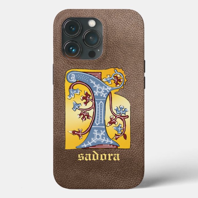 Mediaeval Blue and Red Ivy Illuminated Letter I Case-Mate iPhone Case (Back)