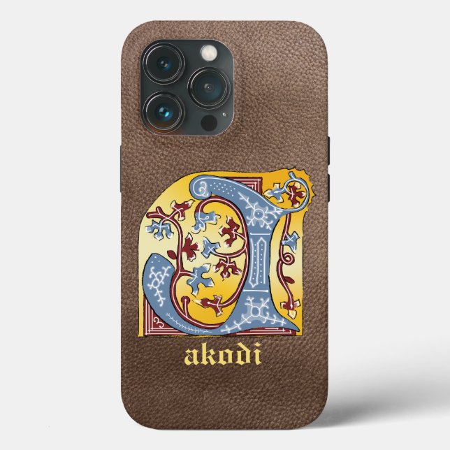 Mediaeval Blue and Red Ivy Illuminated Letter J Case-Mate iPhone Case (Back)