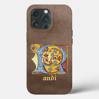 Mediaeval Blue and Red Ivy Illuminated Letter R iPhone 13 Pro Case
