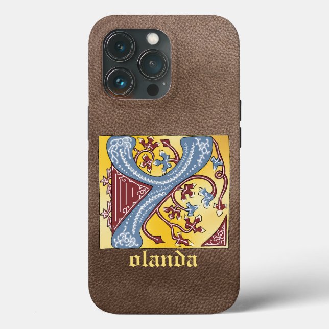 Mediaeval Blue and Red Ivy Illuminated Letter Y Case-Mate iPhone Case (Back)