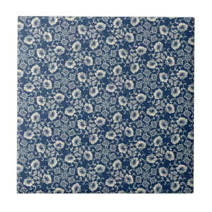 Mediaeval Blue Floral Design Tile
