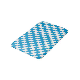 Mediaeval Blue White Bavaria Diamond Shape Pattern Bath Mat