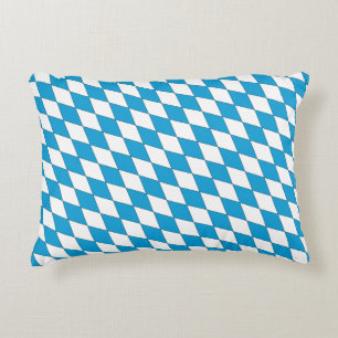 Mediaeval Blue White Bavaria Diamond Shaped Patter Decorative Cushion