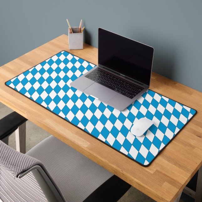 Mediaeval Blue White Bavaria Lozenges Pattern Desk Mat (Office 2)