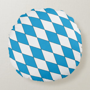 Mediaeval Blue White Black Bavaria Diamond Shaped Round Cushion