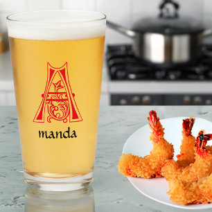 Mediaeval Botanical Decorative Capital A Glass