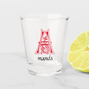 Mediaeval Botanical Decorative Capital A Shot Glass