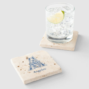 Mediaeval Botanical Decorative Capital A Stone Coaster
