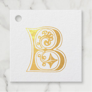 Mediaeval Botanical Decorative Capital B Favour Tags