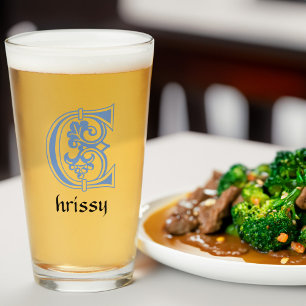 Mediaeval Botanical Decorative Capital C Glass