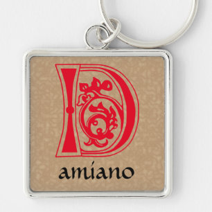 Mediaeval Botanical Decorative Capital D Key Ring