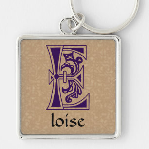 Mediaeval Botanical Decorative Capital E Key Ring