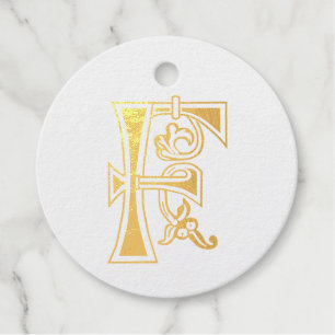 Mediaeval Botanical Decorative Capital F Favour Tags