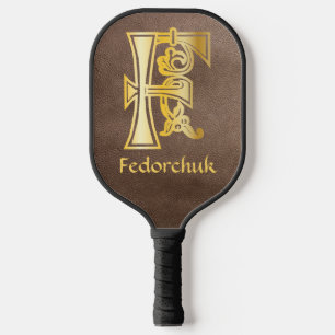 Mediaeval Botanical Decorative Capital F Pickleball Paddle
