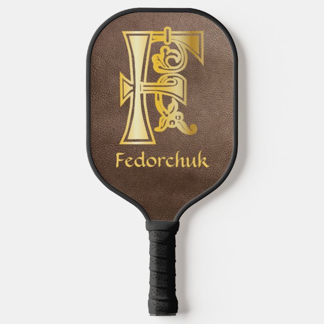 Mediaeval Botanical Decorative Capital F Pickleball Paddle (Front)