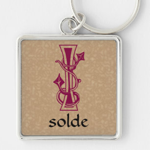 Mediaeval Botanical Decorative Capital I Key Ring