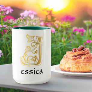 Mediaeval Botanical Decorative Capital J Mug