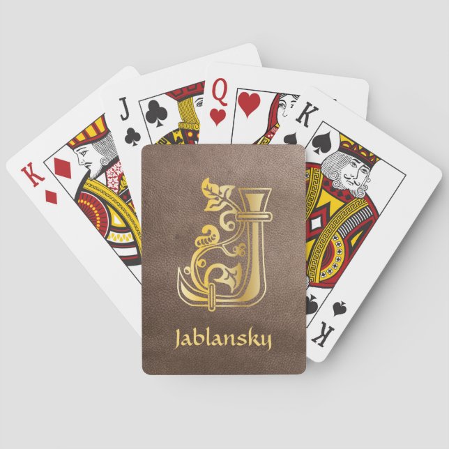 Mediaeval Botanical Decorative Capital J Playing Cards (Back)