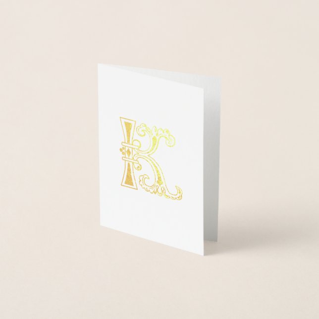 Mediaeval Botanical Decorative Capital K Foil Card (Front)