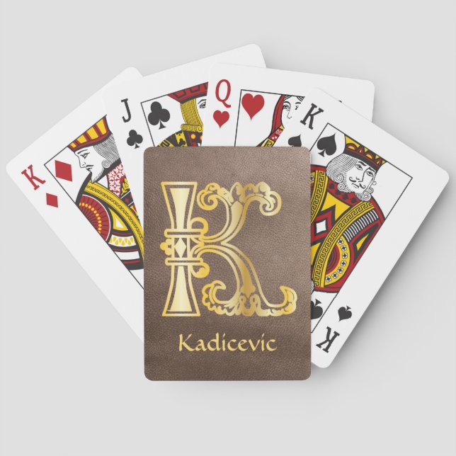 Mediaeval Botanical Decorative Capital K Playing Cards (Back)