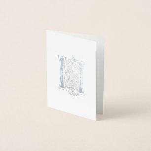 Mediaeval Botanical Decorative Capital N Foil Card