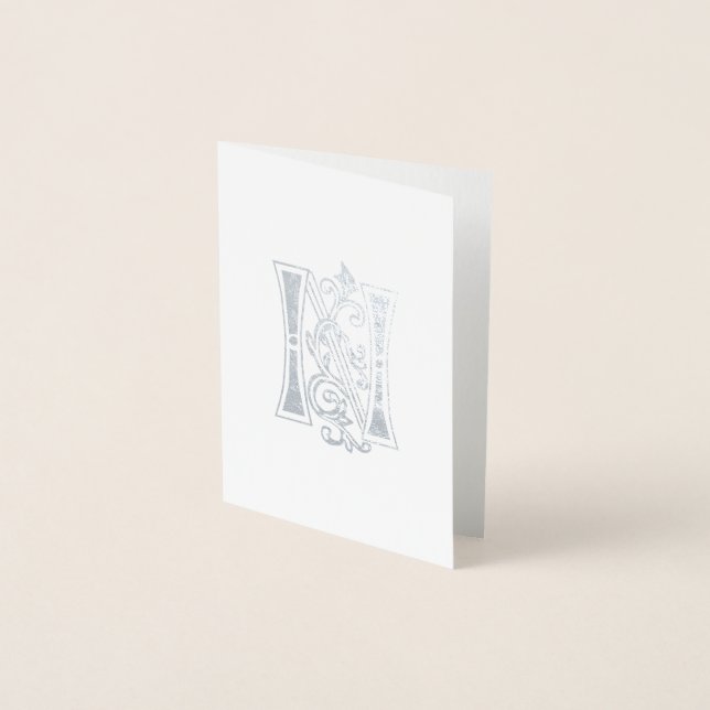 Mediaeval Botanical Decorative Capital N Foil Card (Front)