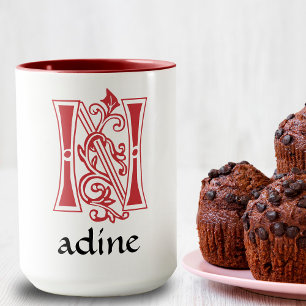 Mediaeval Botanical Decorative Capital N Mug