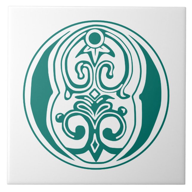 Mediaeval Botanical Decorative Capital O Tile (Front)