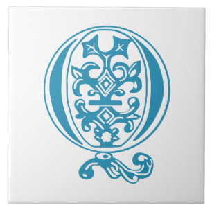 Mediaeval Botanical Decorative Capital Q Tile