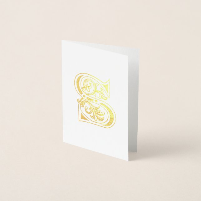 Mediaeval Botanical Decorative Capital S Foil Card (Front)