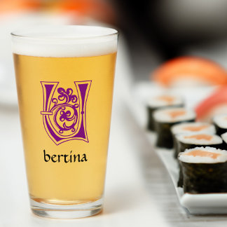 Mediaeval Botanical Decorative Capital U Glass