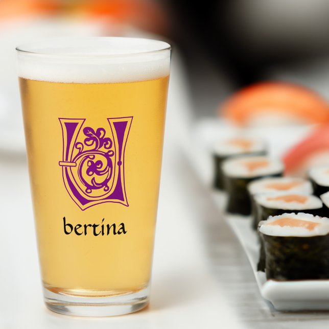 Mediaeval Botanical Decorative Capital U Glass (Creator Uploaded)