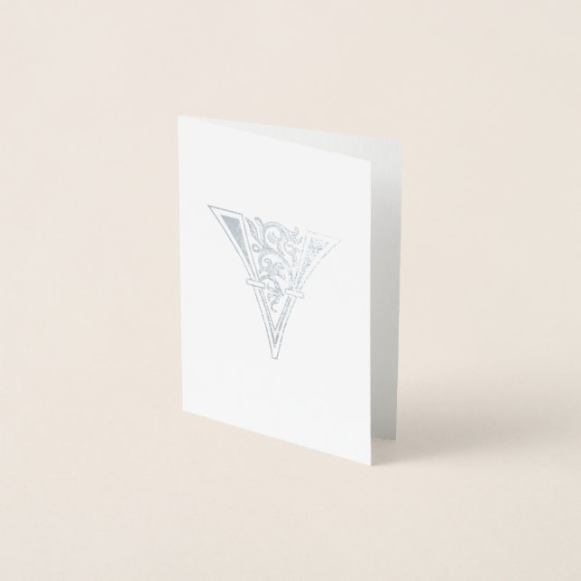 Mediaeval Botanical Decorative Capital V Foil Card (Front)
