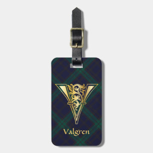 Mediaeval Botanical Decorative Capital V Luggage Tag