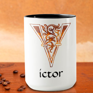 Mediaeval Botanical Decorative Capital V Mug