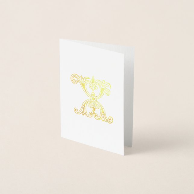 Mediaeval Botanical Decorative Capital X Foil Card (Front)