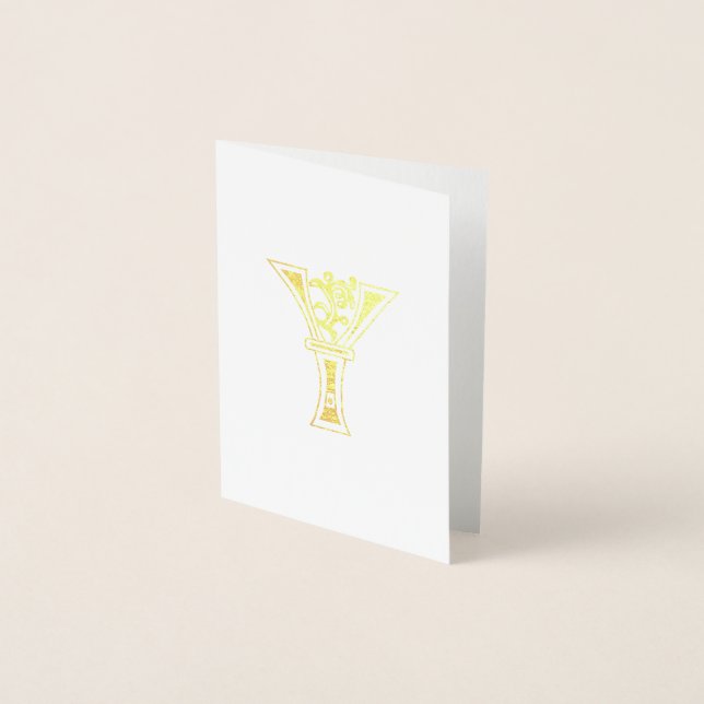 Mediaeval Botanical Decorative Capital Y Foil Card (Front)