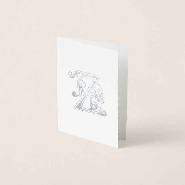 Mediaeval Botanical Decorative Capital Z Foil Card (Front)