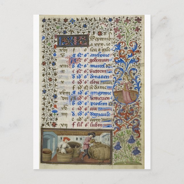 Mediaeval calendar: September Postcard (Front)