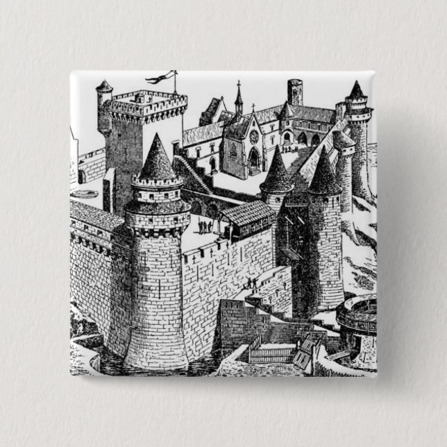 Mediaeval Castle 15 Cm Square Badge (Front)